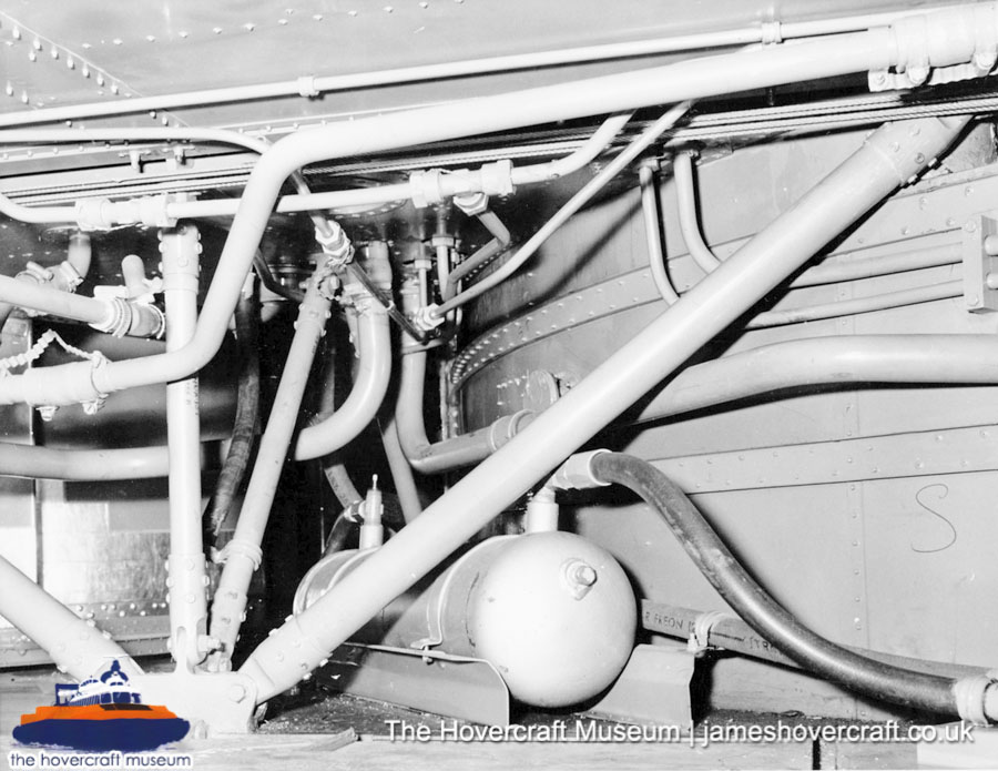 SRN6 close-up details - High-pressure hoses (credit: The Hovercraft Museum Trust).